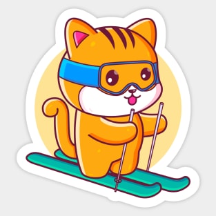 Cute Kawaii Cat Ski Sticker